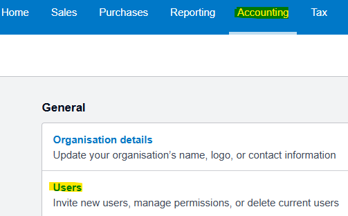 Xero - access users